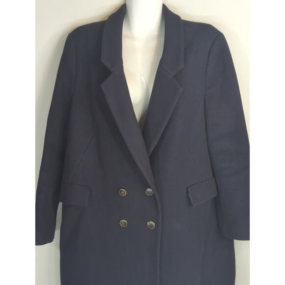 Zara Black Wool Double Breasted Coat Womens M Gold Button Outdoor Gorpcore - Picture 3 of 12